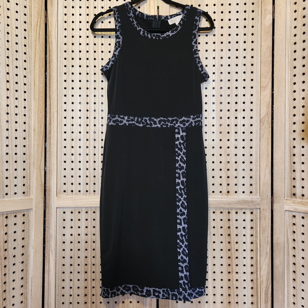 MICHAEL‎ Michael Kors Sleeveless Dress Size Small Black Cheetah Gray Business